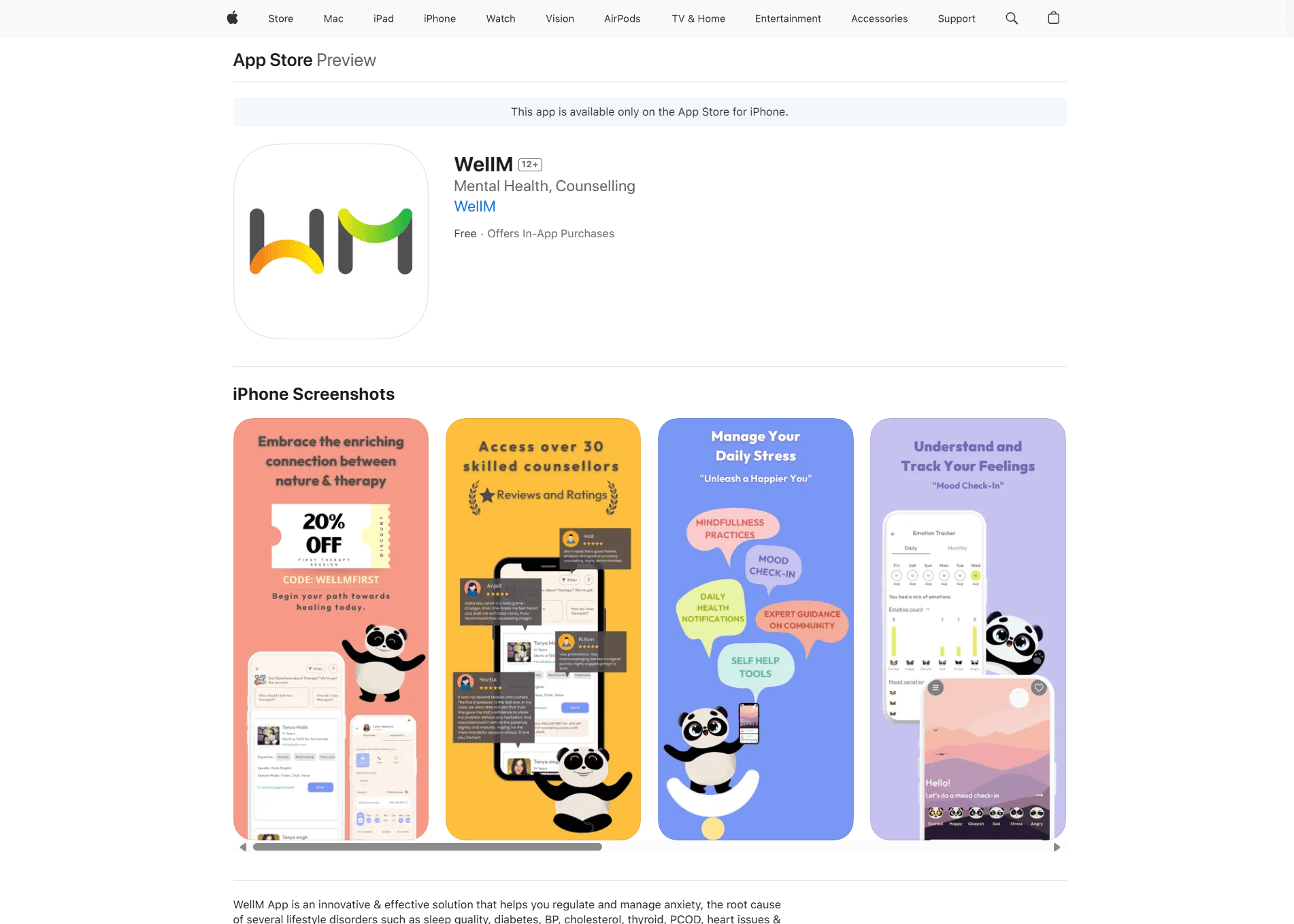  WellM App – Mental Wellness & Lifestyle Companion
